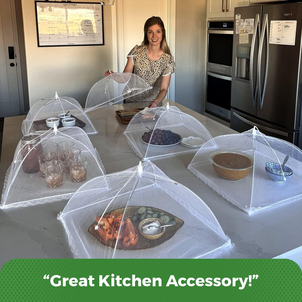 Simply Genius Food Tents for Outdoor Serving - 2-Pack Extra Large 39 in x 24 in, White - Mesh Cover & Foldable Nets for Outdoor Entertaining & Party Supplies, Picnic & Backyard Essentials