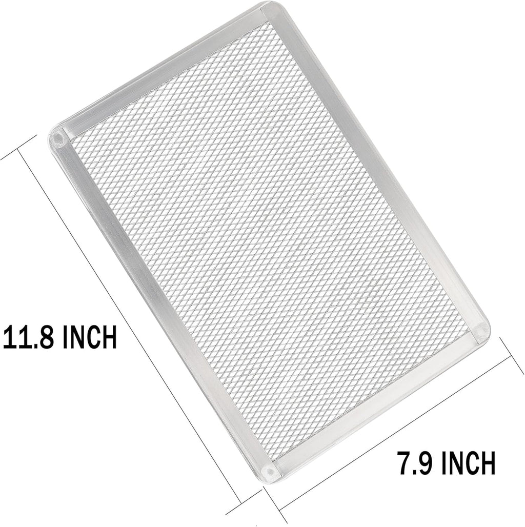 Pizza Screen 8 x 12 Inch 2 Pack Rectangular Aluminum Pizza Pan Restaurant-Grade Flatbread Screen Pizza Crisper Pan,Oven-Safe