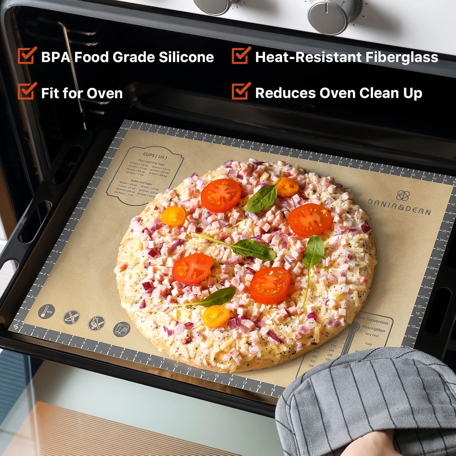 Silicone Pastry Mat, 36" x 24" Extra Large Non Stick Baking Mat with Measurement Non-slip Silicone Dough Rolling Mat for Making Cookies, Oven Liner, Fondant/Pie Crust Mat