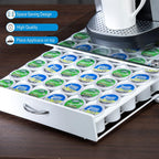 Rice rat K Cup Pod Holde Glass Top Drawer,Coffee Pod Holder Capsule Display Storage compatibility 42 k-cup(white)