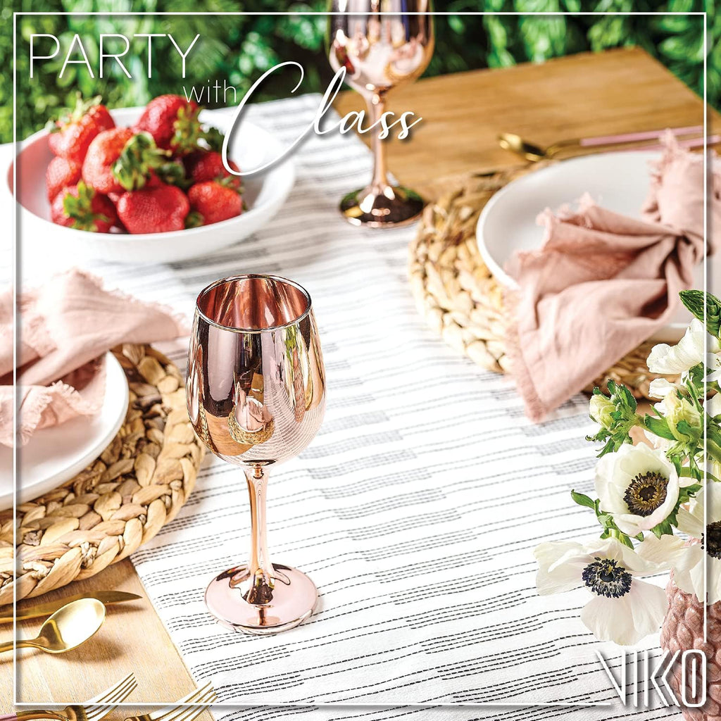 Vikko Decor Fancy Wine Glasses, 14 Oz With Stem, Thick and Durable, Dishwasher Safe, Great for Wine Tasting, Set of 12