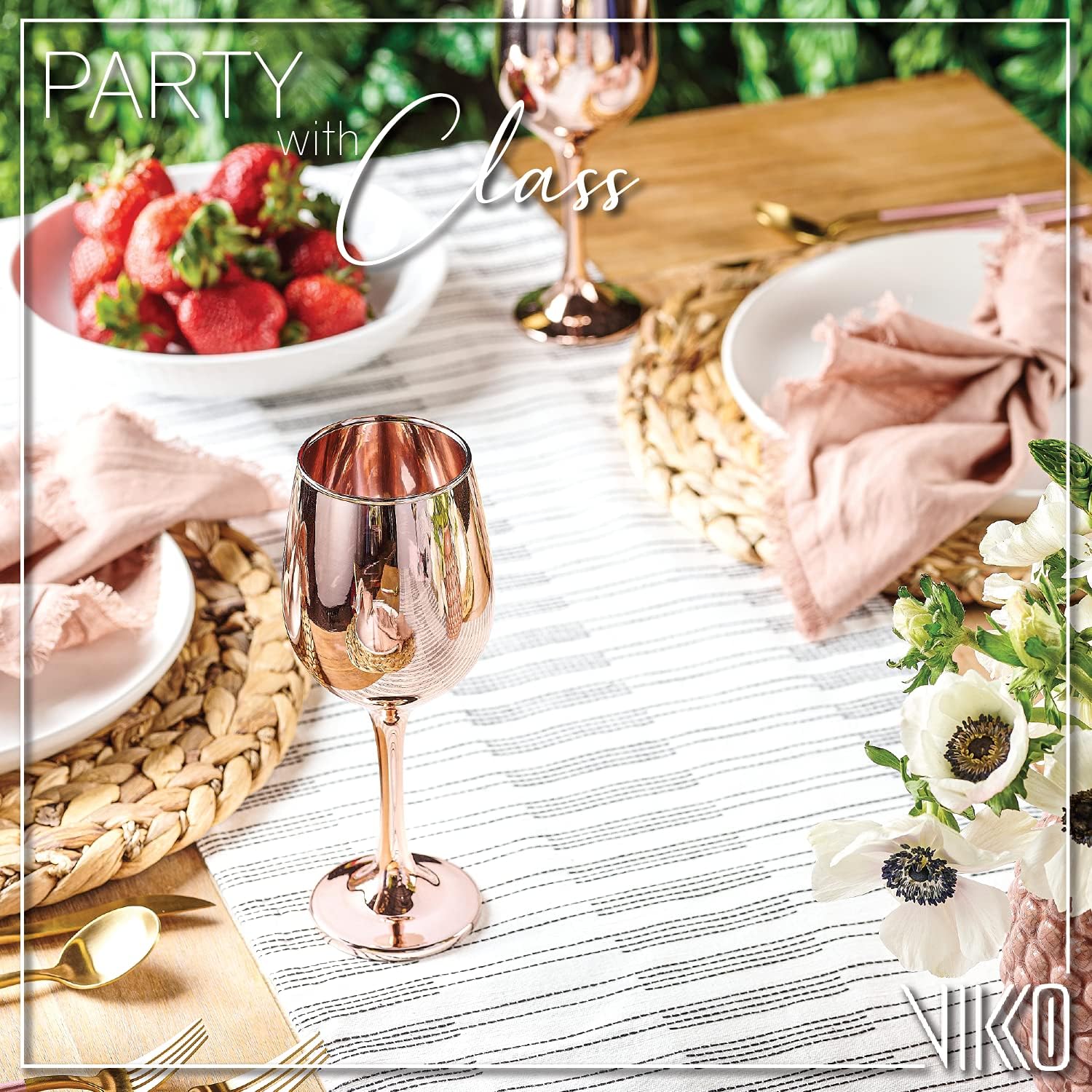 Vikko Decor Fancy Wine Glasses, 14 Oz With Stem, Thick and Durable, Dishwasher Safe, Great for Wine Tasting, Set of 12