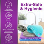 Silicone Dish Scrubber Sponges (5-Pack) - Dual-Sided Silicone Scrubbers and 1 Bottle Stick Brush - Food Grade Kitchen Scrubbers for Dishes - BPA-Free Sponges