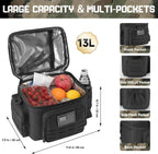 QT&QY Tactical Lunch Bag for mens Military heavy duty lunch box work Leakproof insulated Durable Thermal Cooler Bag for Adult Meal for Office Camping Picnic Pail MOLLE Webbing Black