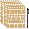 Nardo Visgo Natural Brown Kraft Paper Label Stickers,Removable Assorted Size and Shapes Kraft Labels for Essential Oil Bottles,Mason Jars,Storage Containers or Gift Decoration,Free Black Marker,285pcs