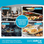 BIRDROCK HOME Stainless Steel Steam Table Pan Lids - Restaurant and Catering Supplies - 24 Gauge Steel - Perfect for Meal Prep, Cooking, and Food Storage Container - 6 Pack, Fits Full-Size Hotel Pans