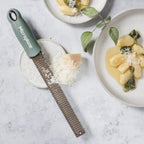 Microplane Premium Classic Zester - Eucalyptus Green | Lemon Zester tool, Hard Cheese & Vegetable Grater | For Citrus, Parmesan Cheese, Garlic, Ginger, Nutmeg | Fine Stainless Steel Blade, Made in USA