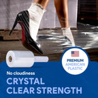 International Plastics Co. 12 Pack of 5" Plastic Stretch Film Wrap with Handles 1000 feet Each 500% Stretch Ability