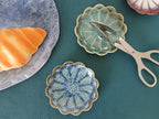 Ceramic Spoon Rest for Stove Top, Flower Cute Spoon Rest for Kitchen Counter, Cooking Spoon Holder for Kitchen Counter, Utensil Rest Spatula Rest Ladle Holder Tong Rest, 1 PC (Retro, Sea Blue)