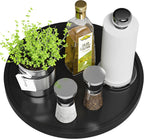 Lazy Susan for Table, 12 Inch Non-Skid Bamboo Turntable Organizer for Salt Pepper Spices and Olive Oil Next to Stove, Wooden Rotating Tray for Kitchen Countertop Organizer Black