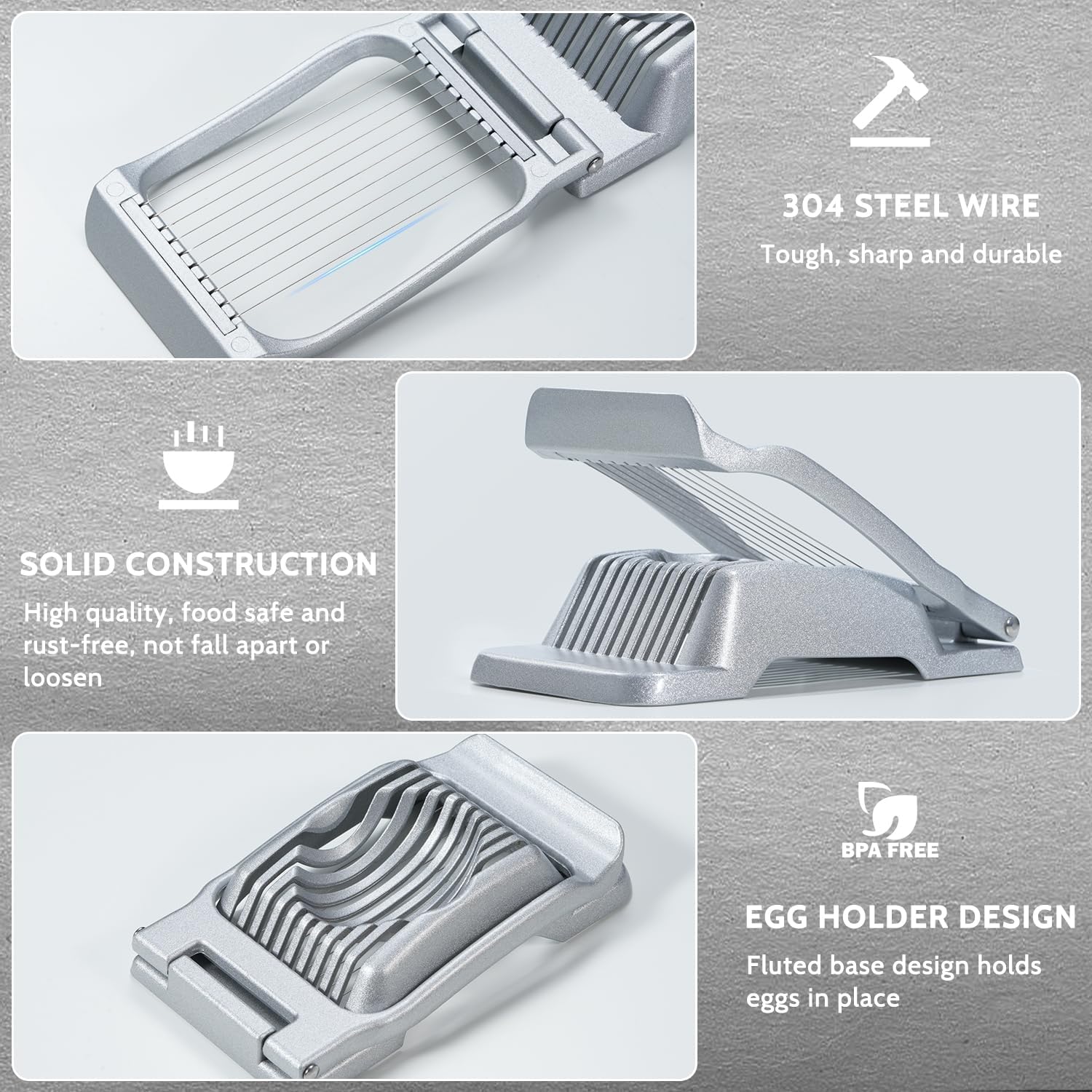 Heavy Duty Stainless Steel Wire Egg Slicer for Hard Boiled Eggs & Strawberry Other Soft Food