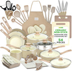 Nutrichef 54-Piece Marble Non-Stick Cookware and Bakeware Set, Professional Home Kitchen Collection with Multi-Sized Pots, Pans, and Heat-Resistant Tools