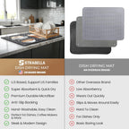 Dish Drying Mat Super Absorbent – 12" x 18" Coffee Mat for Countertops – Non-Slip Drying Mat for Kitchen Counter – Easy to Clean Water Absorbent Mat – Quick Dry Dish Drying Mats (Americano)
