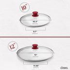 Glass Lids Set - 10" + 12"-Inch / 25.4cm + 30.48cm / 264mm + 308mm - Compatible with Lodge Cast Iron - Fully Assembled Tempered Replacement Cover - Oven Safe for Skillets Pots Pans: Universal Cookware