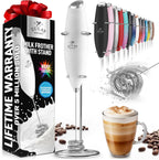 Zulay Kitchen Milk Frother with Patented Tornado Triple Whisk – Handheld Foam Maker for Coffee, Lattes, Matcha & Hot Chocolate – Rich, Creamy Froth in Seconds -