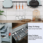 18/10 Stainless Steel Kitchen Utensils Set with Wooden Handle, 6 PCS Professional Cooking Utensils Set 15”, Wok Spatula, Ladle, Skimmer, Slotted Spatula Turner, Spaghetti Spoon, Large Spoon