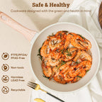 17 Pcs Pots and Pans Set Non stick，Cookware Sets White Granite Induction Cookware, Non-toxic Healthy Non Stick Kitchen Cooking Set with Frying Pans Set, Saucepans (PFAS, PFOA, PFOS Free) White