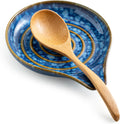 LAUCHUH Spoon Rest for Stove Top - 5” Ceramic Spoon Holder Stylish Utensil Holder for Kitchen Countertops, Ladle, Coffee Spoons, Cooking spoons, Spatula, Tongs, Heat-Resistant, Starry Blue