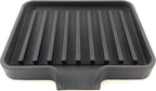 Happitasa Silicone Soap Dish Tray and Sponge Holder with Drain Chute, Pack of 2 | Bathroom and Kitchen Sink Organizer Caddy (Black, 5.2"x4", 7.2 Ounces)