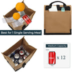 SUNNY BIRD Insulated Lunch Bag Rolltop Lunch Box Tote Bag for Women, Men, Adults and Teens (Brown)