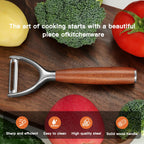 Premium Y Type 304 Stainless Steel Multifunctional Kitchen Peeler Real Wood Handle Ultra Sharp Blade Vegetable Potato Apple(Aosuan)