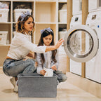 TheWarmHome Storage Bins - Medium 3 Pack Storage Baskets for Organizing Shelves | Fabric Storage Cubes Organizer for Linen Closet Nursery Home Decor Grey