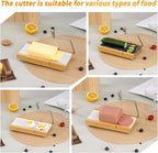 Tianman Cheese Slicer Cheese Cutter with 4 Replacement Cutting Wire,Heavy Duty 8.27"x 4.4",Marble Board Cheese Slicer for Block Cheeses, Butter,Cakes and More(White Grey)
