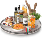 21" Lazy Susan Wood Turntable Organizer for Kitchen Decor, Farmhouse Round Wooden Lazy Susan Organization and Storage for Cabinet, Dining Table, Pantry, Bathroom, Countertop, Centerpiece, Home Decor