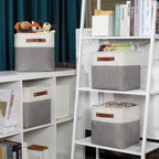 DULLEMELO 11 Inch Cube Storage Bins Fabric Storage Cubes 4 Pack Foldable Cube Storage Baskets for Cube Organizer, Cube Storage Organizer Bins for Home Office Organizer Closet, Shelves, Toy, Nursery