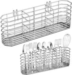 304 Stainless Steel Utensil Holder, Silverware Drying Rack with Hooks for Dish Drainer, Knife and Fork Drainer Basket with 3 Divided Compartments, Kitchen Drainage Basket Accessories, Rust Proof