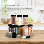 Kamenstein 5244227 Empty Jars With Black Cap, Set Of 12, 3-Ounce