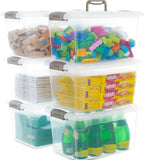Citylife 6 Packs 13.7 QT Storage Bins with Lids Clear Plastic Bins with Grey Handle Stackable Storage Containers for Organizing