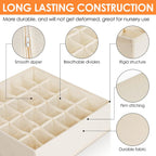 6 Pack Sock Underwear Drawer Organizer Dividers, 58 Cell Foldable Fabric Dresser Closet Organizers and Storage Bins for Clothing, Baby Clothes, Bra, Panty, Scarf, Ties (Beige)