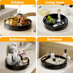 Lazy Susan Organizer Homerays 12 Inch Non-Skid Bamboo Lazy Susan for Kitchen Rotating Spice Rack with Handles, Wood Turntable for Kitchen Cabinet,Countertop (Black, Medium)