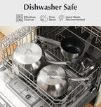 KOCH SYSTEME CS Stainless Steel Saucepan 2 Quart, Stainless Steel Saucepan with Ultra Nonstick Coating, 2 Quart Sauce Pan with Lid, Nonstick Pot 2QT, Easy to Clean, Oven Safe, Induction Compatible