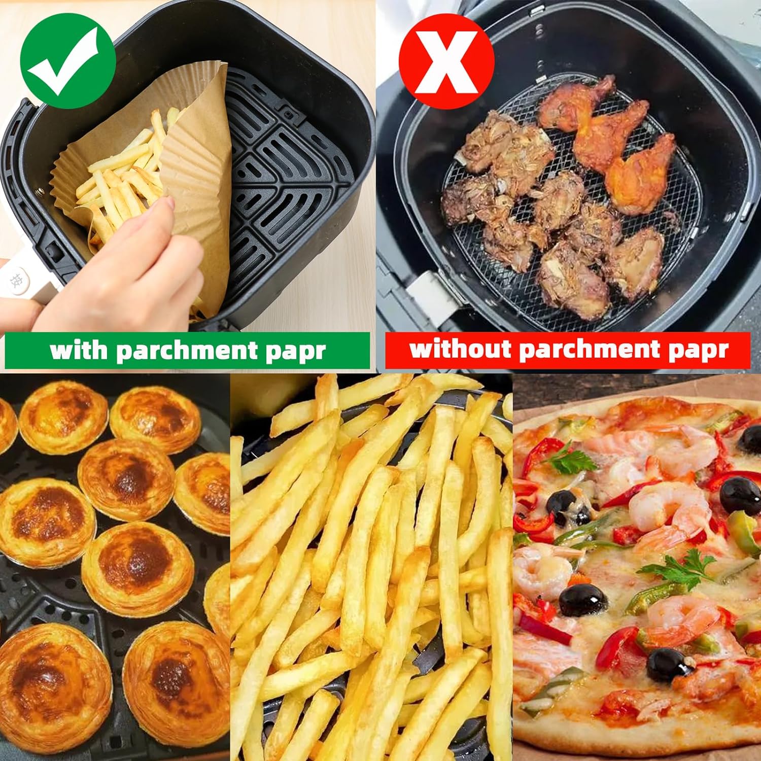 200PCS Air Fryer Liners Disposable,Victoyaw 9 Inch Square Air Fryer Parchment Paper Liners for 5-8QT Air fryer,Non-Stick Waterproof Airfryer Paper Liner