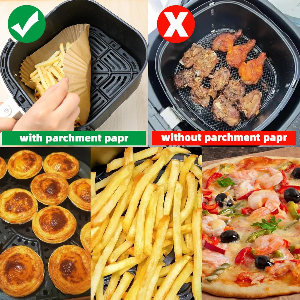 300PCS Air Fryer Liners Disposable for 5-8QT Air fryer,9 Inch Square Air Fryer Parchment Paper Liners for COSORI 5 6QT,Ninja 5/5.5 QT AF141/181,Paris Hilton 6-Quart,Chefman,Cuisinart,Instant Pot