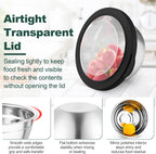 TeamFar Mixing Bowls, Stainless Steel Salad Serving Bowl with Clear Lids & 3 Graters, For Kitchen Cooking Prepping Storing, Size 4.6/2.6/1.5/1/0.7 QT, Nesting & Airtight, Set of 5 & Black