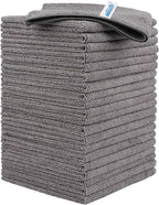 HOMEXCEL Grey Microfiber Cleaning Cloth, 24 Pack Cleaning Towels for Kitchen, Lint Free, Scratch-Free, Highly Absorbent, and Reusable Cleaning Rags for House, Window and Glass, Cars, 11.5 X11.5 inch