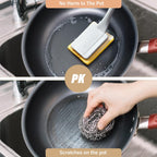 Dish Brush with Handle,Non-Scratch Household Cleaning Brushes Dishwand with 5 Sponge Refills for Pans, Pots, Sink & Tubs,White