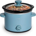COOK WITH COLOR 2QT Mini Electric Round Slow Cooker - Adjustable Settings, Removable Stoneware Pot, Tempered Glass Lid, Dishwasher Safe, Cool-Touch Side Handles, Slate Blue