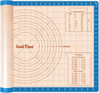 Silicone Pastry Baking Mat Non Stick-Large Rolling Dough with Measurements-Non Slip Pizza,Fondant,Pie,Cake Baking Mat - 26 x 16 Inch By Cook Time(Blue)