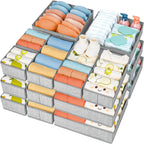 DIMJ Drawer Organizer Clothes 15 Pack - Foldable Baby Organizers and Storage & Dresser Organizer for Bedroom, Closet - Nursery Organization Dresser Dividers for underwear Sock Bra Belt Tie, Gray