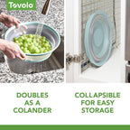 Tovolo Microwave Splatter Cover for Food, Large (Blue Haze) - Collapsible & Vented Silicone Splatter Guard Lid - Microwave Plate & Dish Cover with Handle - BPA-Free Kitchen Gadget for Meal Prep