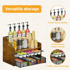 Coffee Pod Holder with Drawer & Dividers, 4-Tier Wood K Cup Organizer for Countertop, Coffee Bar Organizer Storage Box, Coffee Station Organizer for Kitchen Coffee Station