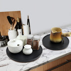 10-inch Black Wood Lazy Susan Organizers, ACIAZAAZ Lazy Susan Turntable for Cabinet, Kitchen Turntable Storage for Table, Countertop, Pantry