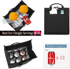 SUNNY BIRD Insulated Lunch Bag Rolltop Lunch Box Tote Bag for Women, Men, Adults and Teens (Black with white strap)