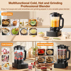 Blenders for Kitchen with Heating, PRASKY 1000W 55oz Glass Blender, 25000 RPM High Speed Professional Blender for Smoothies Shake Juice, Keep Warm & Auto Clean for Ice Crushing Soups Sauces (Black)