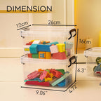 ITYLIFE CITYLIFE 6 Packs 3.5 QT Small Storage Bins with Black Handle Clear Plastic Bins with Reinforce Bottom Stackable Storage Containers for Organizing Art Supply, Craft Stuff, Medicine, Small Toys