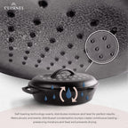 Cuisinel Cast Iron Lid - Fits 12"-Inch / 30.48-cm Lodge Skillet Frying Pans or Braiser + Silicone Handle Holder + Care Guide - Pre-Seasoned Replacement Cover - Indoor/Outdoor, Oven, Fire, BBQ Safe